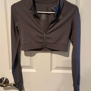 JG Women's Gray Zip-Up Crop Top Sz S